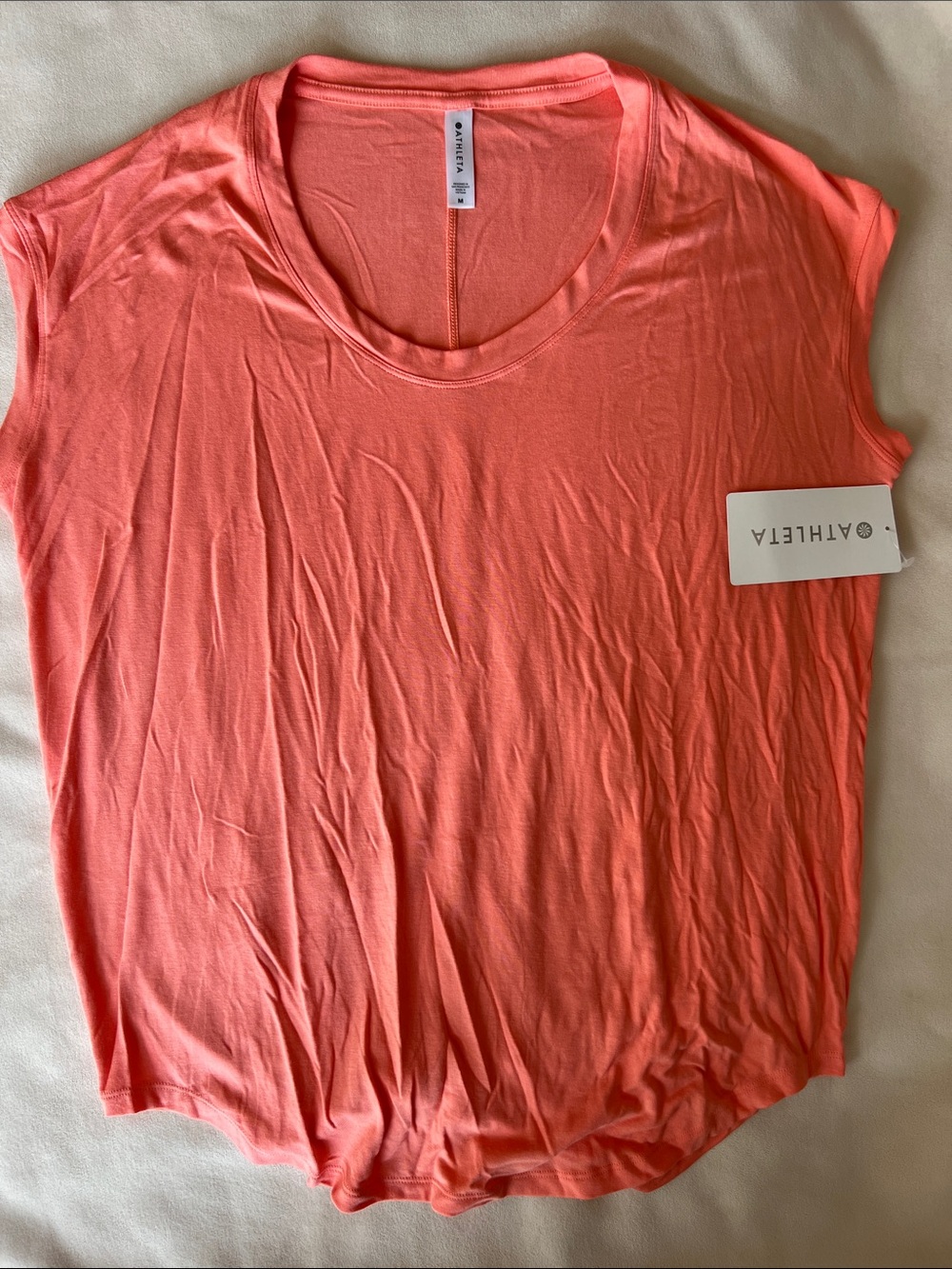 Athleta Cloudlight Stratus Tee shirt tank orange/coral medium nwt